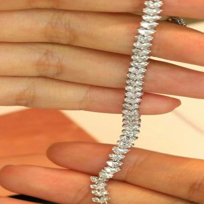 18K Customizable Tennis Bracelet with Lab Grown Diamond and Full Diamond Water Drop
