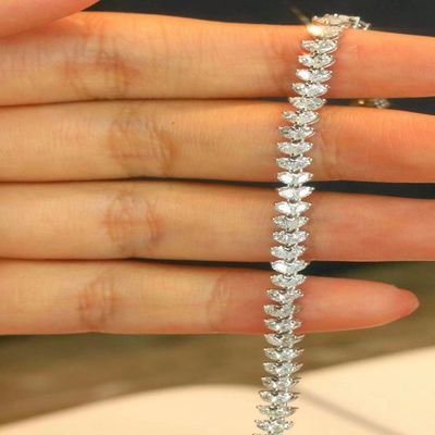 18K Customizable Tennis Bracelet with Lab Grown Diamond and Full Diamond Water Drop