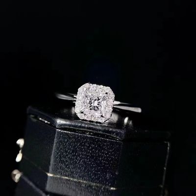 Customization Limited Time Discount 18K Lab Diamonds Square Diamond Ring FL Clarity