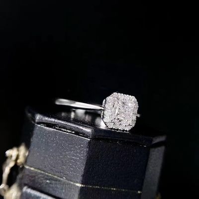 Customization Limited Time Discount 18K Lab Diamonds Square Diamond Ring FL Clarity