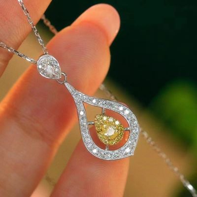 Choker Real Gold Lab Grown Diamond Necklaces Yellow Customization with Yellow Diamond