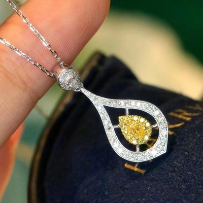 Choker Real Gold Lab Grown Diamond Necklaces Yellow Customization with Yellow Diamond