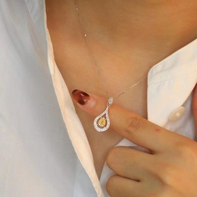 Choker Real Gold Lab Grown Diamond Necklaces Yellow Customization with Yellow Diamond