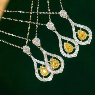Choker Real Gold Lab Grown Diamond Necklaces Yellow Customization with Yellow Diamond