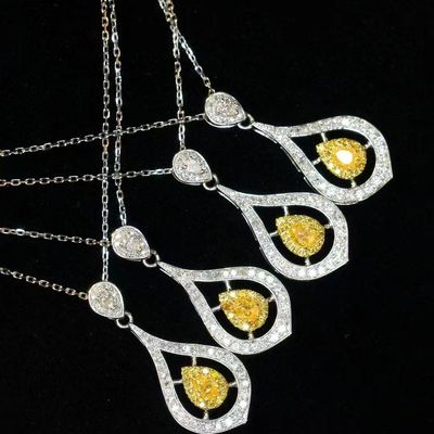 Choker Real Gold Lab Grown Diamond Necklaces Yellow Customization with Yellow Diamond