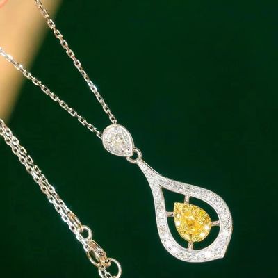 Choker Real Gold Lab Grown Diamond Necklaces Yellow Customization with Yellow Diamond